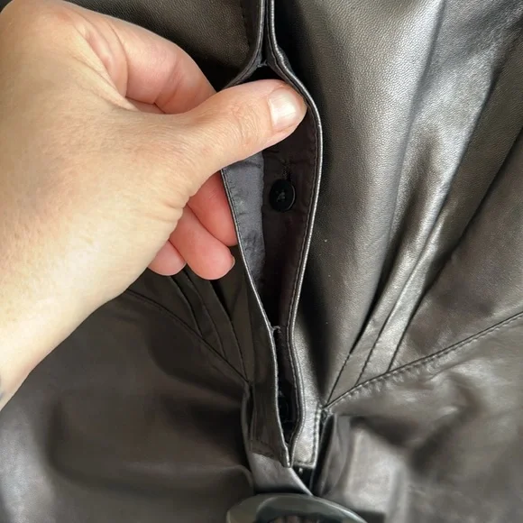 Lafayette 148 black/brown leather tie front jacket top size 10